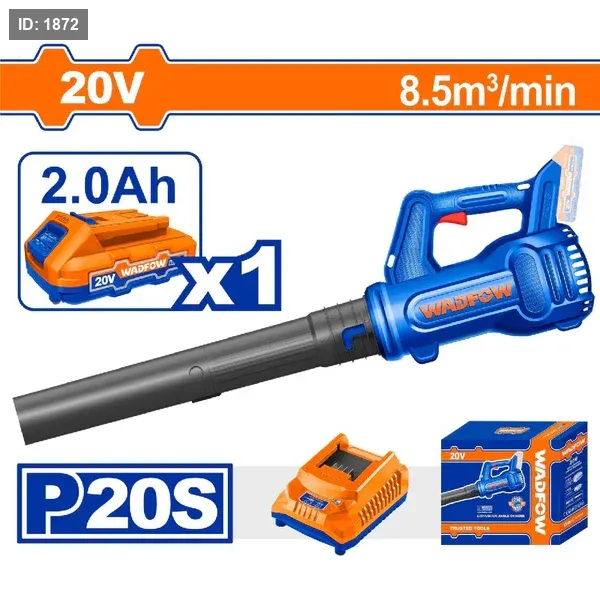 מפוח אוויר גדול עם סוללת 20 וולט ומטען