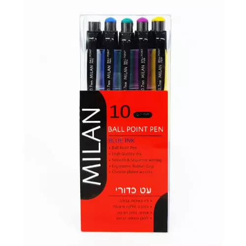 עט לחצן מילאן כדורי כחול
