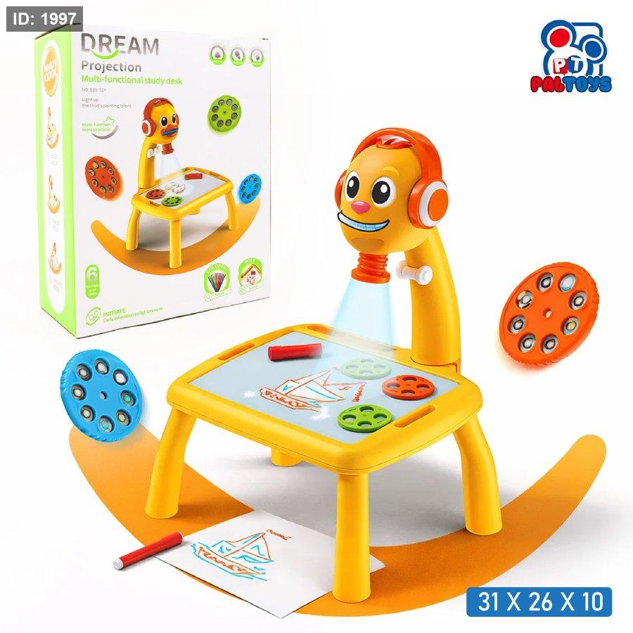 צעצוע שולחן חינוכי לילדים עם מקרן לציור וכתיבה בגודל גדול