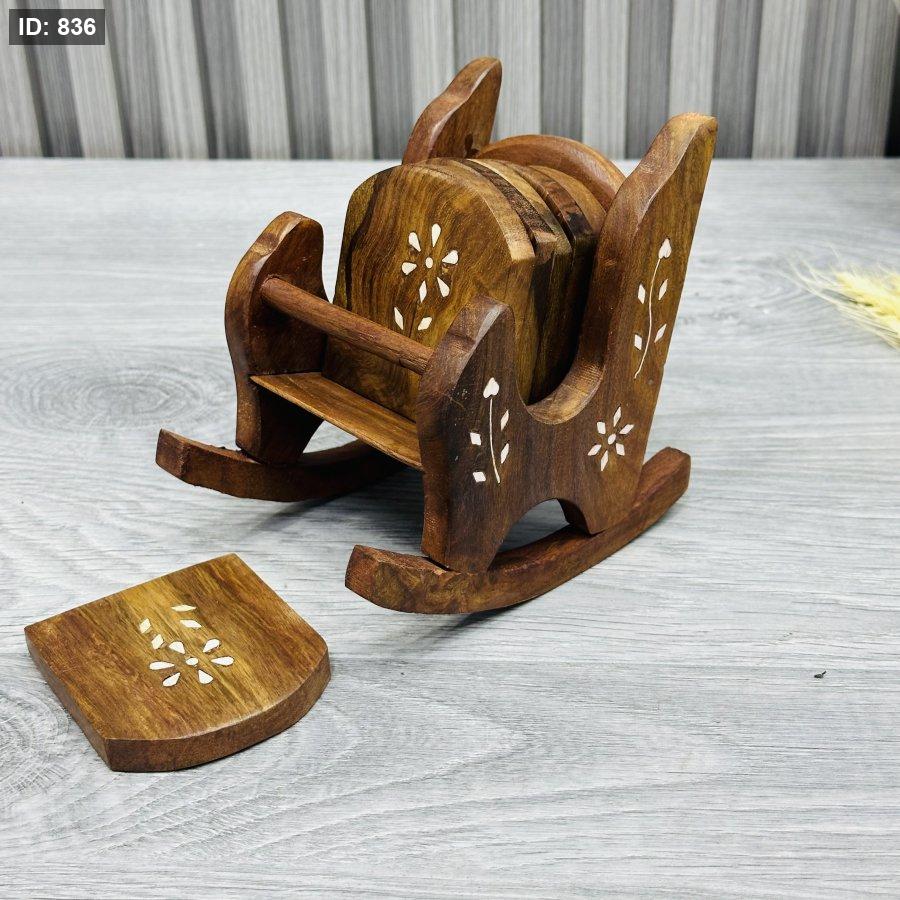 עגלת תחתית 6 חלקים עשויה עץ הודי