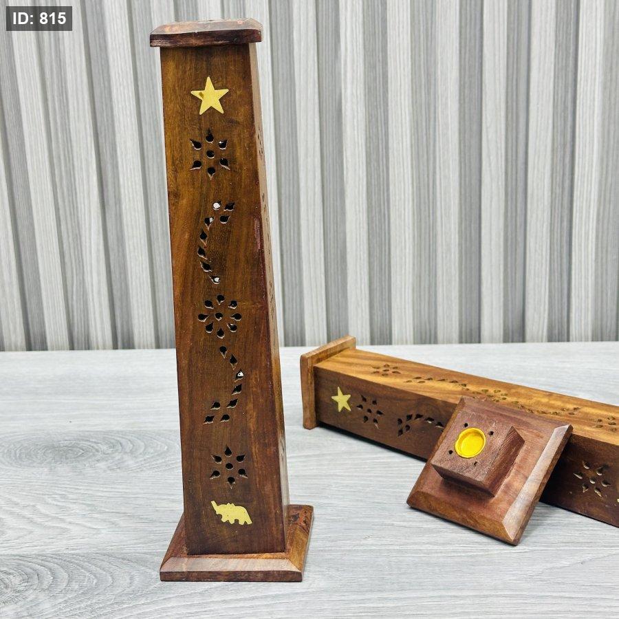מבער קטורת מקלות עץ הודי, צורת עמוד מעוקל