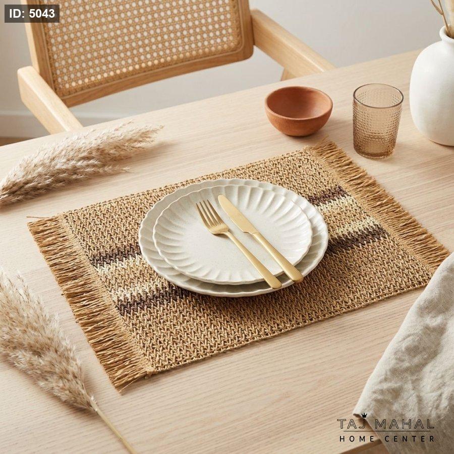 Runner woven tablecloth with a rustic boho pattern