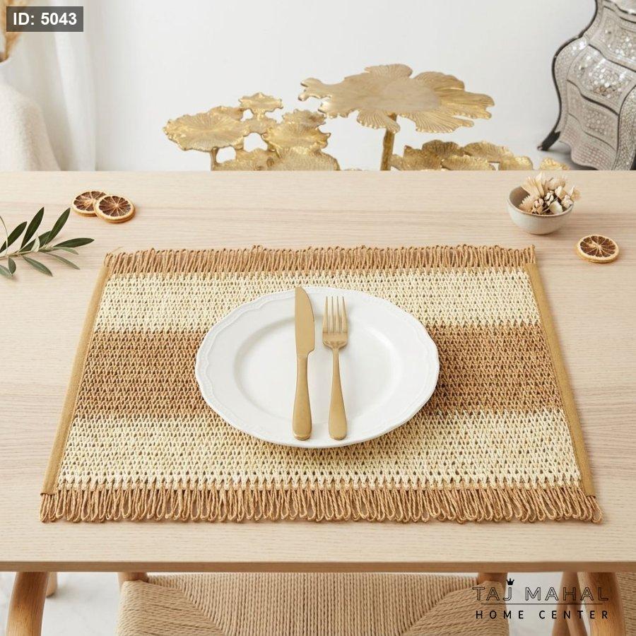 Runner woven tablecloth with a rustic boho pattern