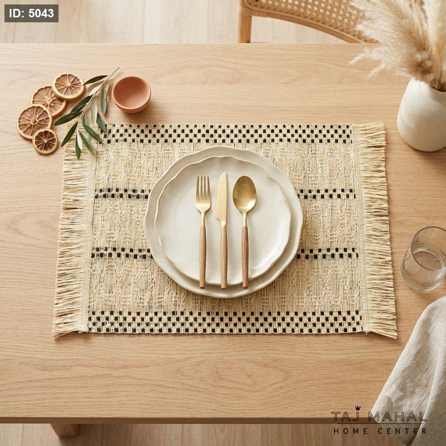 Runner woven tablecloth with a rustic boho pattern
