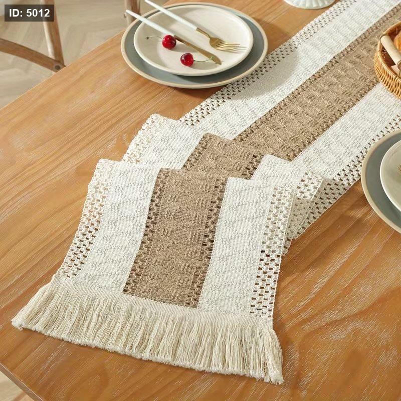Runner woven linear tablecloth with a bohemian design