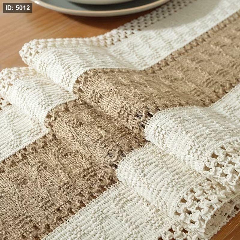 Runner woven linear tablecloth with a bohemian design