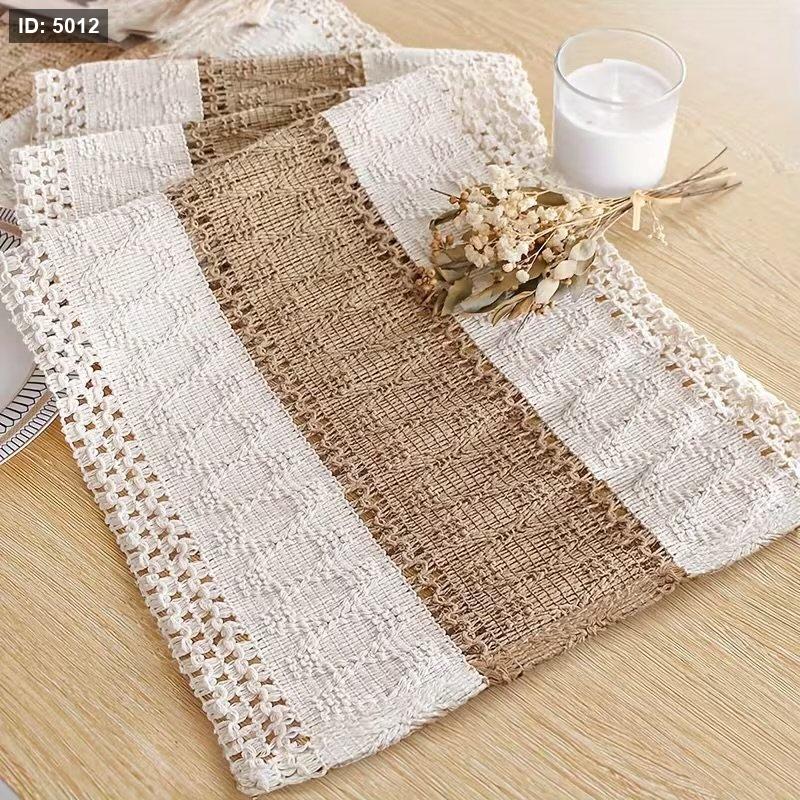 Runner woven linear tablecloth with a bohemian design