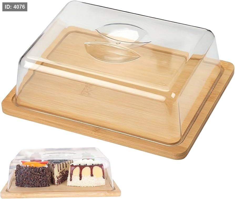 Rectangular wooden serving tray with clear acrylic lid