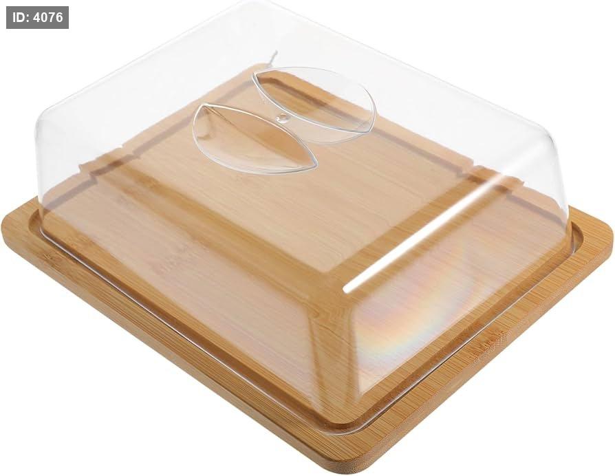 Rectangular wooden serving tray with clear acrylic lid