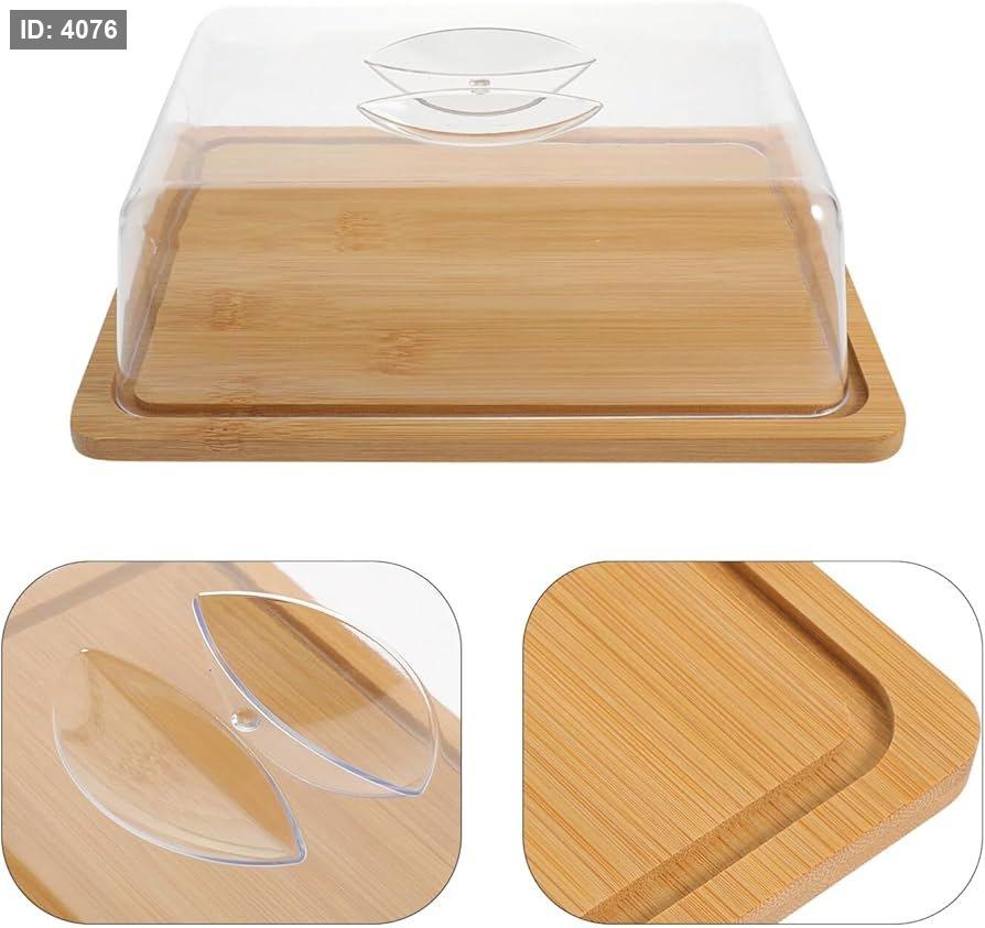 Rectangular wooden serving tray with clear acrylic lid