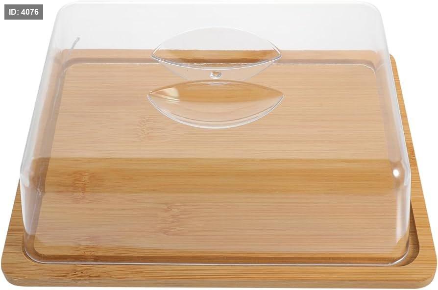 Rectangular wooden serving tray with clear acrylic lid