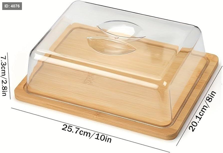 Rectangular wooden serving tray with clear acrylic lid