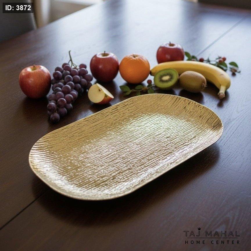 Oval gold plastic serving plate
