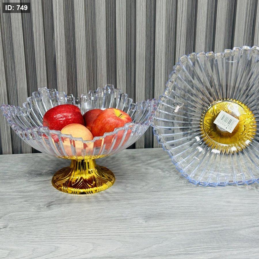 צלחת אקרילית עם בסיס זהב, 25 ס"מ