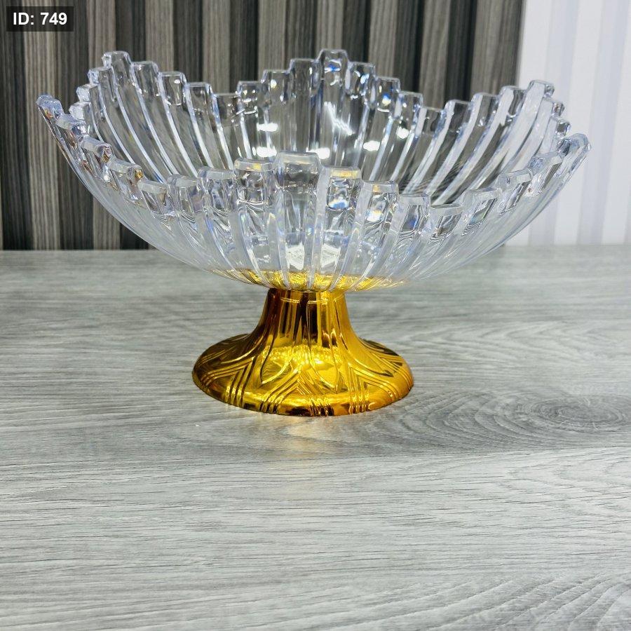 צלחת אקרילית עם בסיס זהב, 25 ס"מ