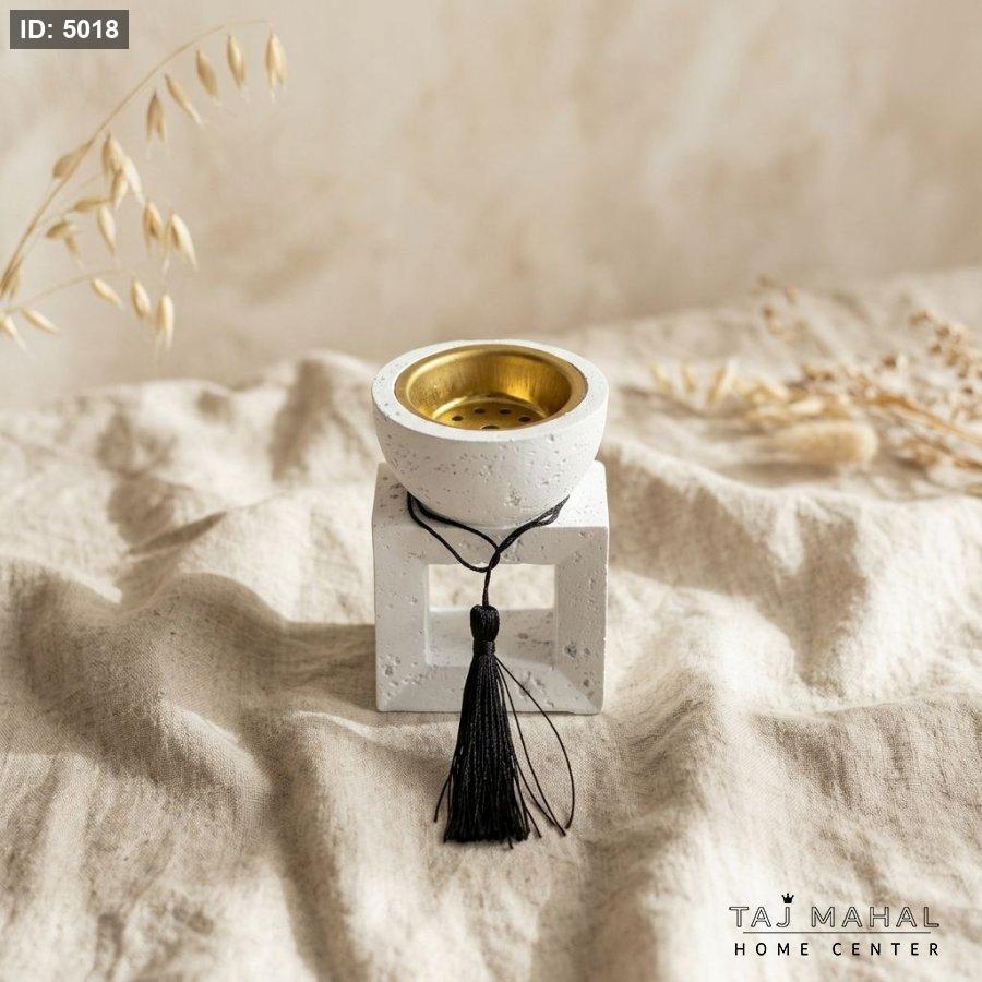 Modern gypsum incense burner with a square base