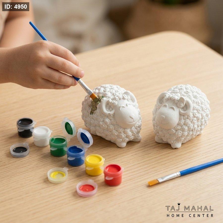 The Eid sheep figure is ready to be colored with the brush and colors