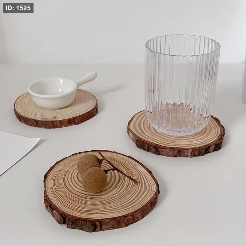 Round wooden coaster 6 pieces