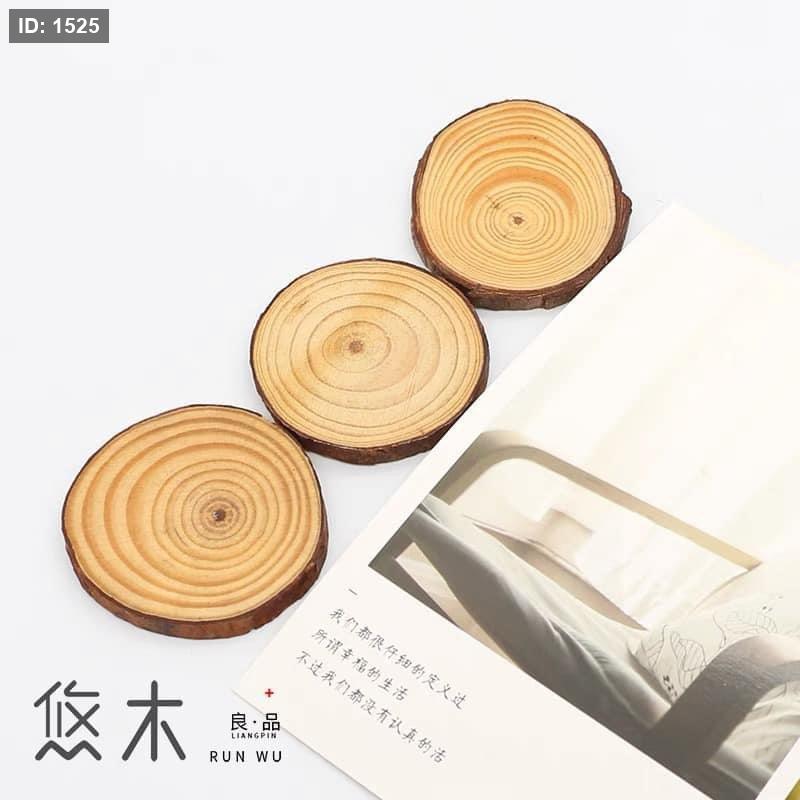 Round wooden coaster 6 pieces