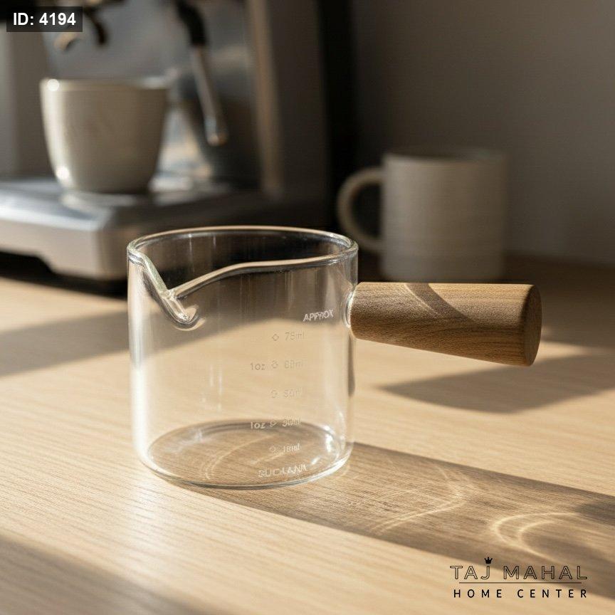 Thermal glass measuring cup with wooden handle