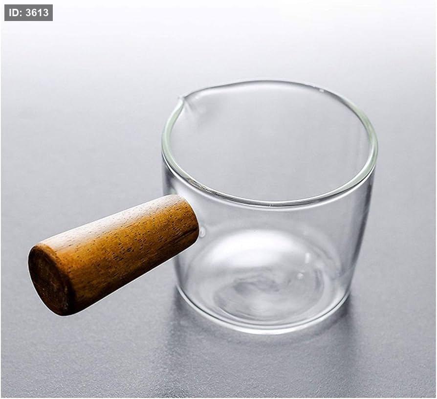 Heat-resistant small glass measuring cup with wooden handle
