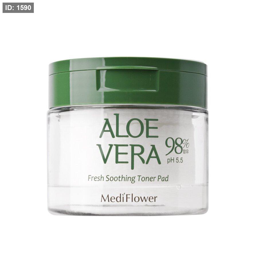 MEDI FLOWER ALOE VERA FRESH SOOTHING TONER PAD 60 יח'